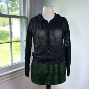 Garage Mesh Black Bomber Jacket Hooded Size Small Industrial Goth Rave